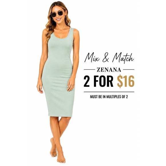 Zenana Outfitters Dresses & Skirts - Women's Bodycon Midi Dress by Zenana Sleeveless Dusty Green Size XL NWT